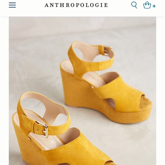 Anthropologie yellow suede wedges - Bruno Premi - Picture 2 of 6